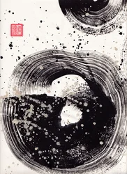 Circle Ink Abstraction 1, 2015 (tusz i kolor na papierze Xuan)
