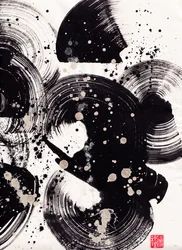 Circle Ink Abstraction 2, 2015 (tusz i kolor na papierze Xuan)