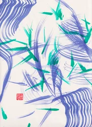 Zen Green Bamboo Abstraction 2, 2020 (akryl na papierze Xuan)