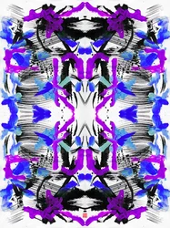 Zen Ink Blue Purple Floral Pattern, 2023 (akryl na papierze, cyfrowo)