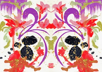 Zen Orange Purple Flowers 1, 2021 (akryl na płótnie, cyfrowo)