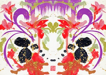 Zen Orange Purple Flowers 2, 2021 (akryl na płótnie, cyfrowo)
