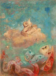 Rydwan Apolla. Obraz Odilona Redona (1840-1916), olej na płótnie, ok. 1912. Sztuka francuska, XX w., symbolika, nabis. Muzeum Sztuki Nowoczesnej, Nowy Jork (USA).