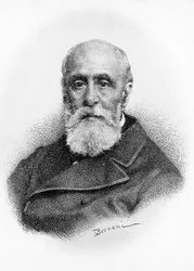 Portret Giovanniego Ruffiniego (1807-1881), włoskiego poety i patrioty, litografia według rysunku Odoardo Borraniego (1833-1905)
