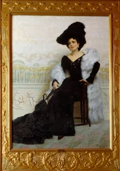 Portret Madame Agliano. Obraz Edoardo Gelli (1852-1933), It.