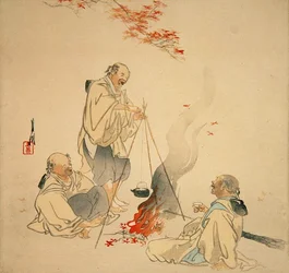 Sake do picia pod klonem, ok. 1890-1900 (kolorowy drzeworyt)