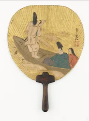 Narihira przekraczająca rzekę Sumida, okres Edo, koniec XVII-początek XVIII wieku.