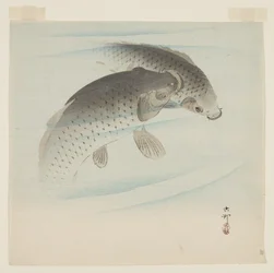 Karp (Koi) (kolorowy drzeworyt)
