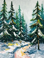 Śnieżna leśna ścieżka