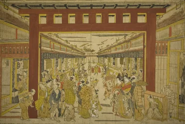 Nakanocho w Yoshiwara (ręcznie kolorowany drzeworyt)