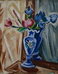 Niebieska waza z kwiatami, 1913