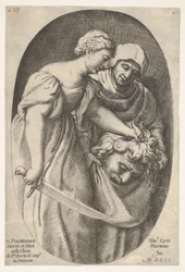 Judyta z głową Holofernesa w lewej ręce i mieczem w prawej ręce, akompaniament, 1606.