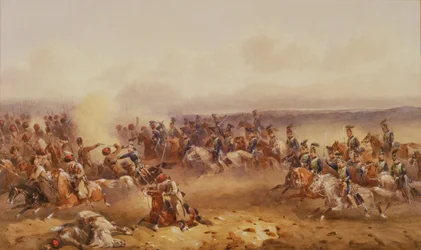 Eskadra 10 Huzarów pokonała Rosjan pod Czerną, 16 sierpnia 1855 r., ok. 1890 r.