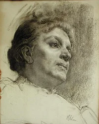 Głowa kobiety (węgiel na papierze)