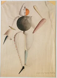 Projekt kostiumu do Baletu triadycznego, autorstwa Oskara Schlemmera (1888-1943)
