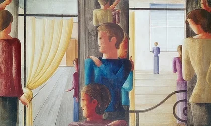 Grupa dwunastu osób z wnętrzem. 1930
