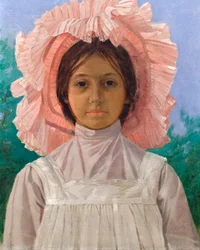 menina com gorro rosa