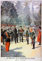 Felix Faure, Prezydent Francji, przyjęty w Peterhofie, Sankt Petersburg, Rosja, 1897
