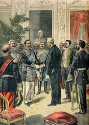 Rozmowa między Feliksem Faure a rosyjskim ambasadorem Lwem Ouroussoffem, Paryż 1898 (rycina)