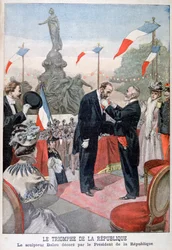 Jules Dalou odznaczony medalem Legii Honorowej przez Emile Loubet, 1899