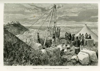 Załadunek skrzyń wykopalisk archeologicznych, Persja. Grawer autorstwa Tofaniego, aby zilustrować historię A Suse
