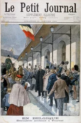Paul Déroulède przybywający na wygnanie w Tournai w Belgii, 1900.