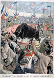 Tragiczny wypadek podczas walki byków wokół Paryża, 1899