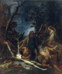 Czarownice na czarnej mszy - Obraz Ottaviano Dandiniego (ca 1706-1740), - Olej na płótnie, 97x81,5 - Kolekcja prywatna