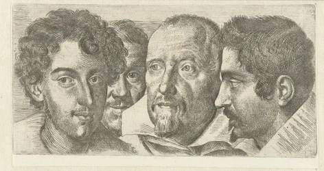 Portret van Cosimo Orsino, Cesare Bartolotti, Zygmunt Laire en een zelfportret van Ottavio Leoni