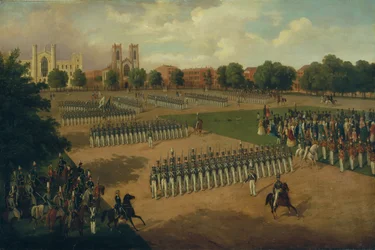 Siódmy pułk w przeglądzie, Washington Square, Nowy Jork, 1851.