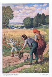 Kot w butach (europejska bajka), pocztówka z Niemiec