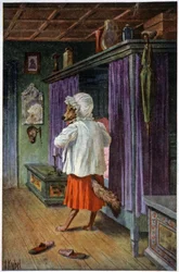 Wilk przebiera się w Babci Matki, ok. 1910 (pocztówka)