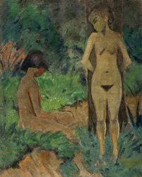 Kąpiący się pod drzewami, ok. 1925 (farba klejowa na płótnie)