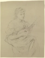 Młoda kobieta grająca na mandolinie („mandolinistka”)