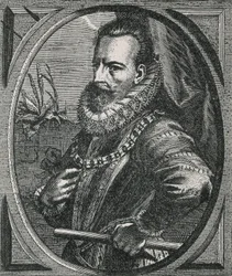 Portret kondotiera Aleksandra (Alessandro) Farnese, księcia Parmy, namiestnika Niderlandów (1545-1592), wg Otto van Veena (1556-1629) (rycina)