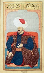 Imperium Osmańskie: portret pierwszego sułtana Osmana I (1258-1326). Miniatura z rękopisu „Fizjonomia człowieka (O osobistych zwyczajach Osmanów)” autorstwa Seyyida Lokmana Husseina. (Ms. ty6087, folio 21b)
