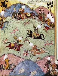 Cesarz Osmański Soliman (Suleyman) I Wspaniały (1494-1566) Miniatura myśliwska z „Suleymanname” autorstwa Arifi (ms. H.1517) 1558. Topkapi Sarayi Stambuł