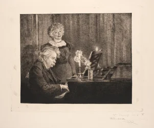Edvard i Nina Grieg przy fortepianie