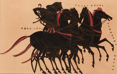 Nadruk Dekoracji na greckiej amforze, przedstawiający Afrodytę prowadzącą Posejdona w rydwanie, ok. 1858 r.