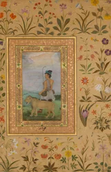 Derwisz z lwem, Folio z albumu Shah Jahan, verso: ca. 1630, prosto: ca. 1500.