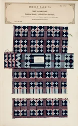 Próbka bawełnianego szalika z Nurrapore w Sind, z The Collection of the Textile Manufacturers of India, Johna Forbesa Watsona, opublikowana w 1866