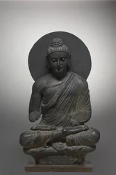 Siedzący Budda, z Gandhary, okres Kuszan, I połowa III wieku