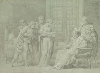 Król Francji Karol VIII z umierającym Gian Galeazzo Sforza w Pawii, 1775-1860.