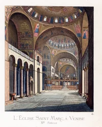 O interior da Basílica de San Marco em Veneza (Itália) polonês