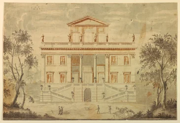 Rysunek, elewacja willi, 1750-70