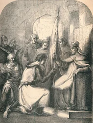 Hugh de Vermandois odbiera konsekrowany sztandar od papieża Urbana, 1869