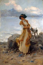 Harmonia nad jeziorem Mergozzo, Paolo Sala (1859-1924), olej na płótnie