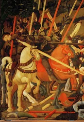 Rycerze w zbrojach (tempera na drewnie)