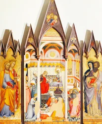 Ołtarz Narodzenie Dziewicy autorstwa Paolo di Giovanni Fei (ok. 1345 - ok. 1411), tempera na drewnie