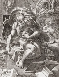 Diogenes, filozof grecki z III w. p.n.e. (rycina)